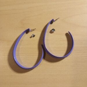 Vintage 80s 90s Tear Drop Hoop Earrings Lavender Purple Pierced